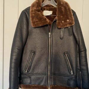 Zara Woman Brown Shearling Jacket